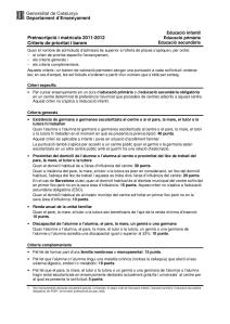 Info donada per l'AMPA a les jornades de portes obertes.